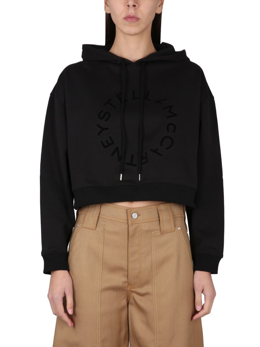 Explore the authentic stella mccartney women's CROPPED SWEATSHIRT WITH LOGO in Black