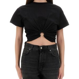 Refresh your wardrobe with the RABANNE women's T-SHIRT CROPPED in Black