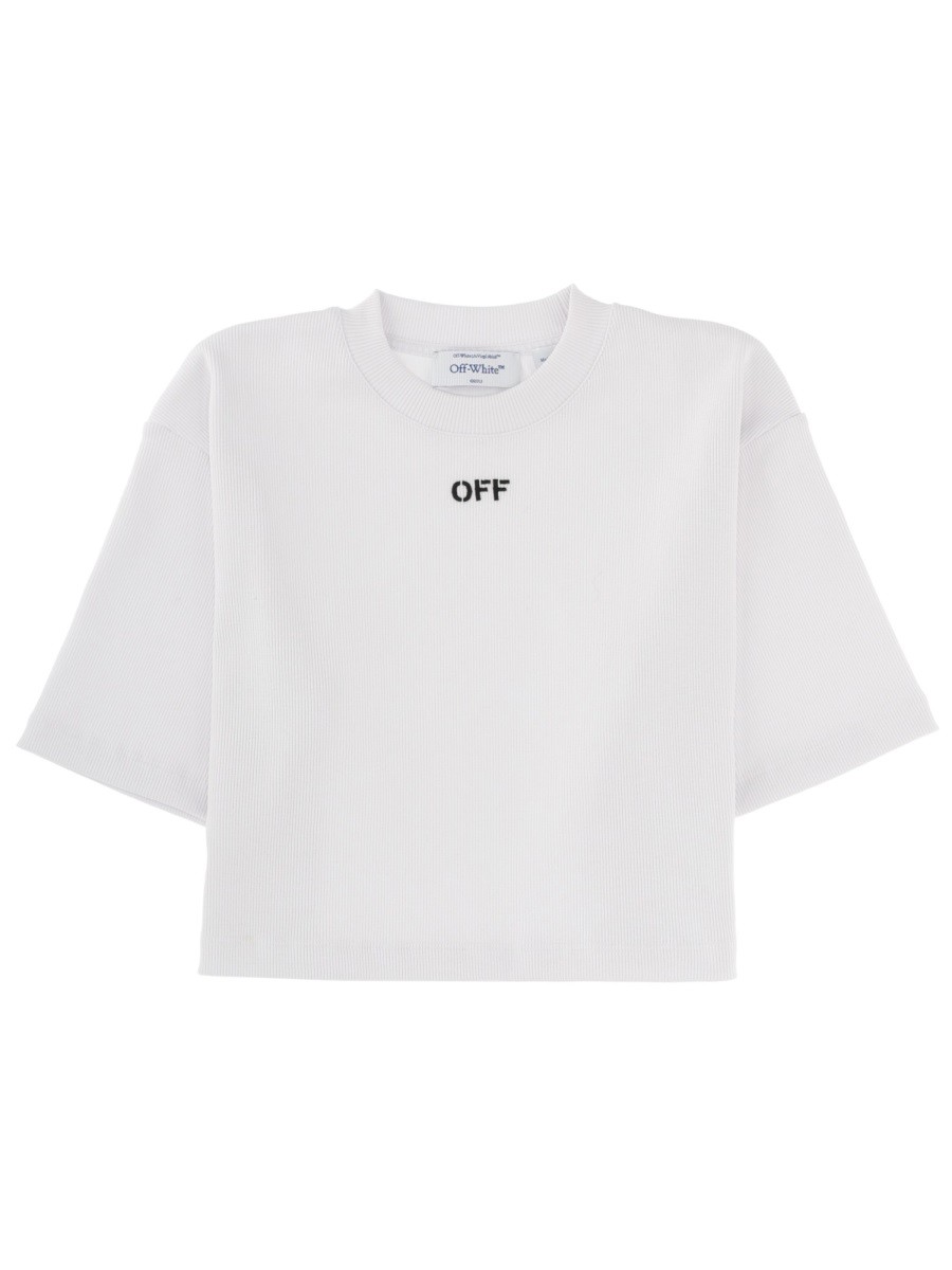 Explore the authentic Off-white women's CROPPED T-SHIRT WITH LOGO in White