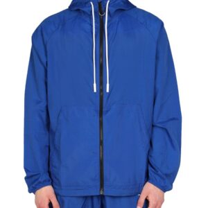 Shop the authentic MARCELO BURLON COUNTY OF MILAN men's CROSS PRINT WINDBREAKER JACKET in Blue