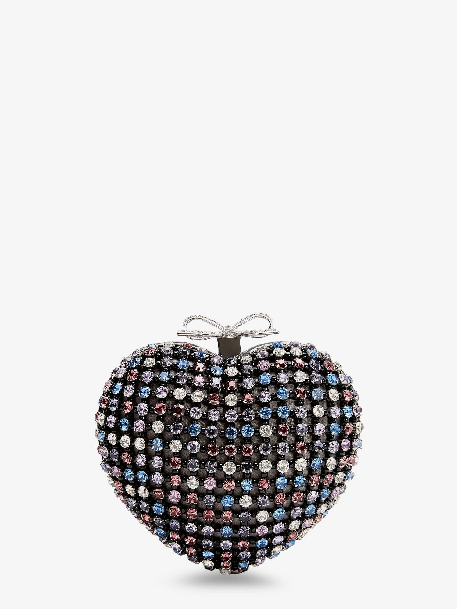Discover the authentic SELF PORTRAIT women's Crystal heart clutch bag in MULTI COLOURED