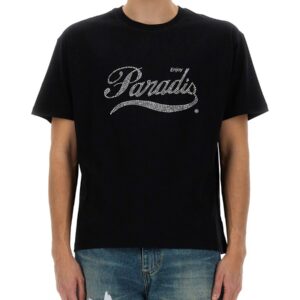 Refresh your wardrobe with the 3.PARADIS men's CRYSTAL LOGO T-SHIRT in Black