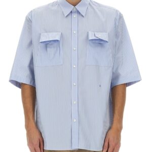Refresh your wardrobe with the Moschino men's CUFF "DETAILS" SHIRT in Baby blue