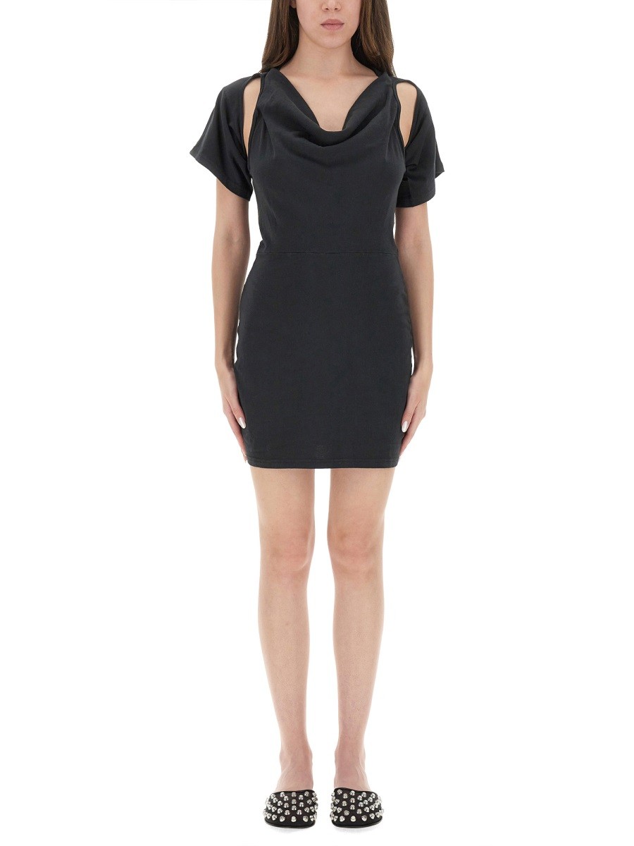 Explore the authentic ALEXANDERWANG.T women's "DECONSTRUCTED" SHORT DRESS in Black