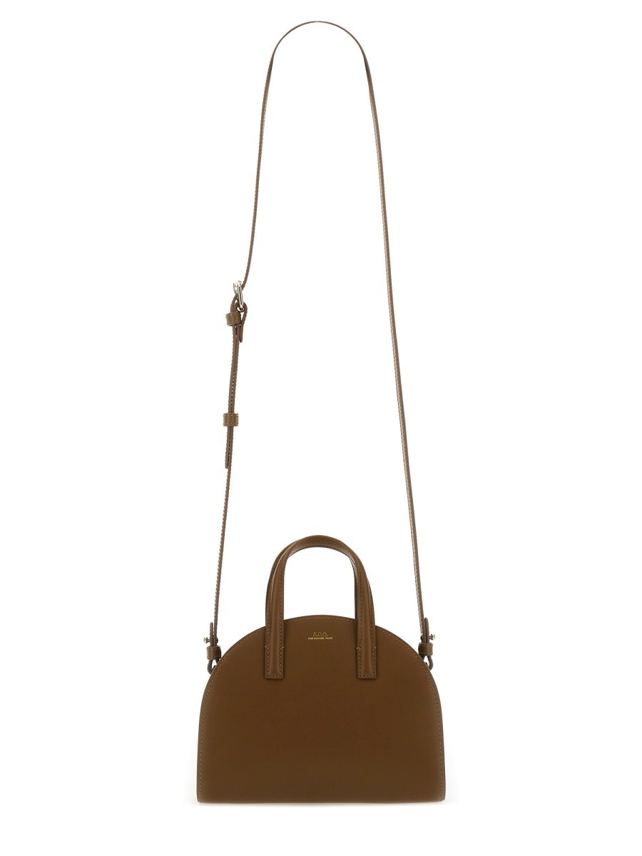 Explore the authentic A.P.C. women's "DEMI-LUNE" TOTE BAG SMALL in Brown