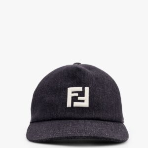 Discover the authentic Fendi men's Denim baseball hat with logo embroidery in Nero
