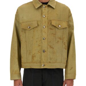Refresh your wardrobe with the msgm men's DENIM JACKET DYED IN TEA in DENIM
