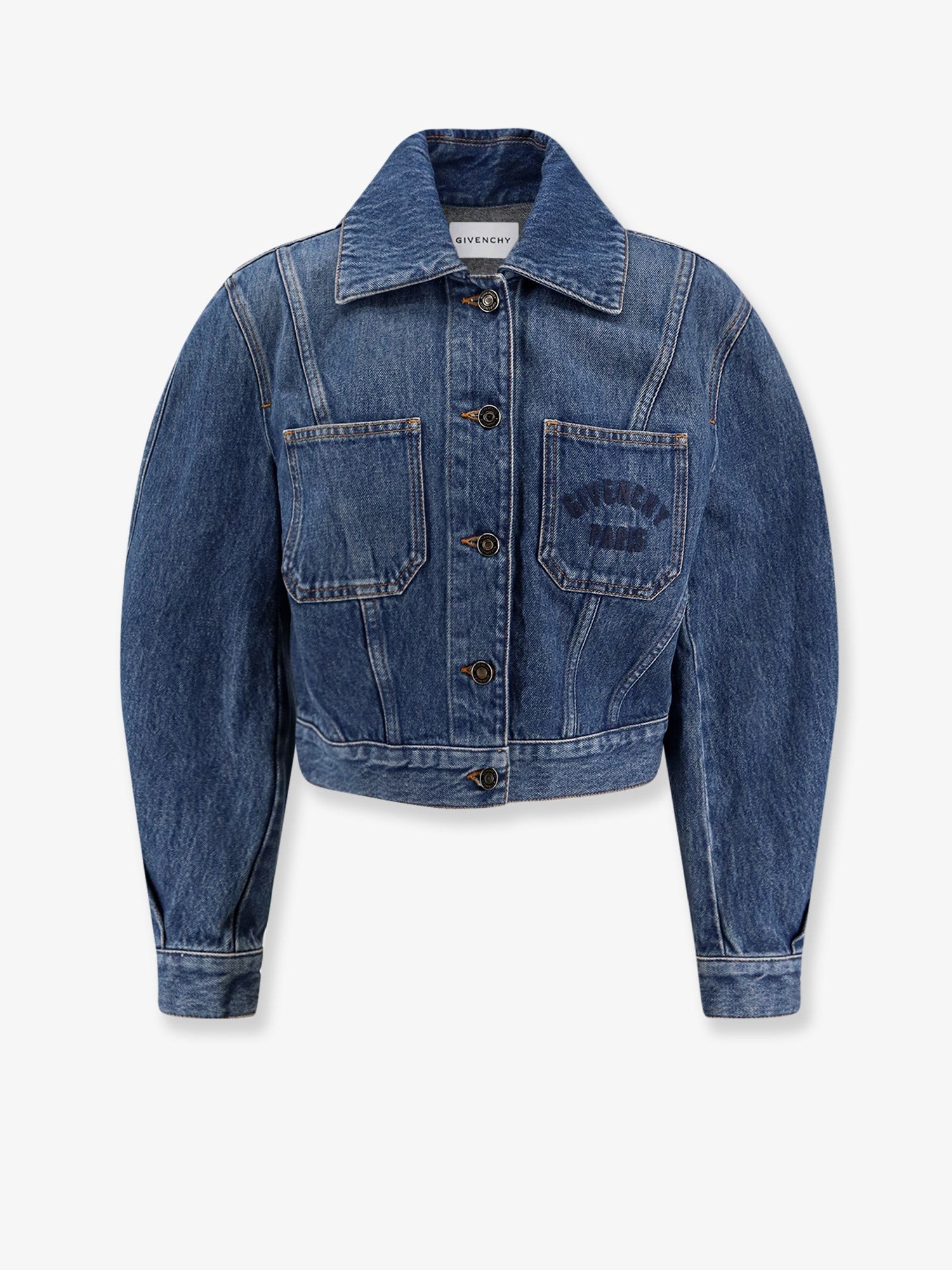 Discover the authentic Givenchy women's Denim Jacket with Logo embroidery in MEDIUM BLUE