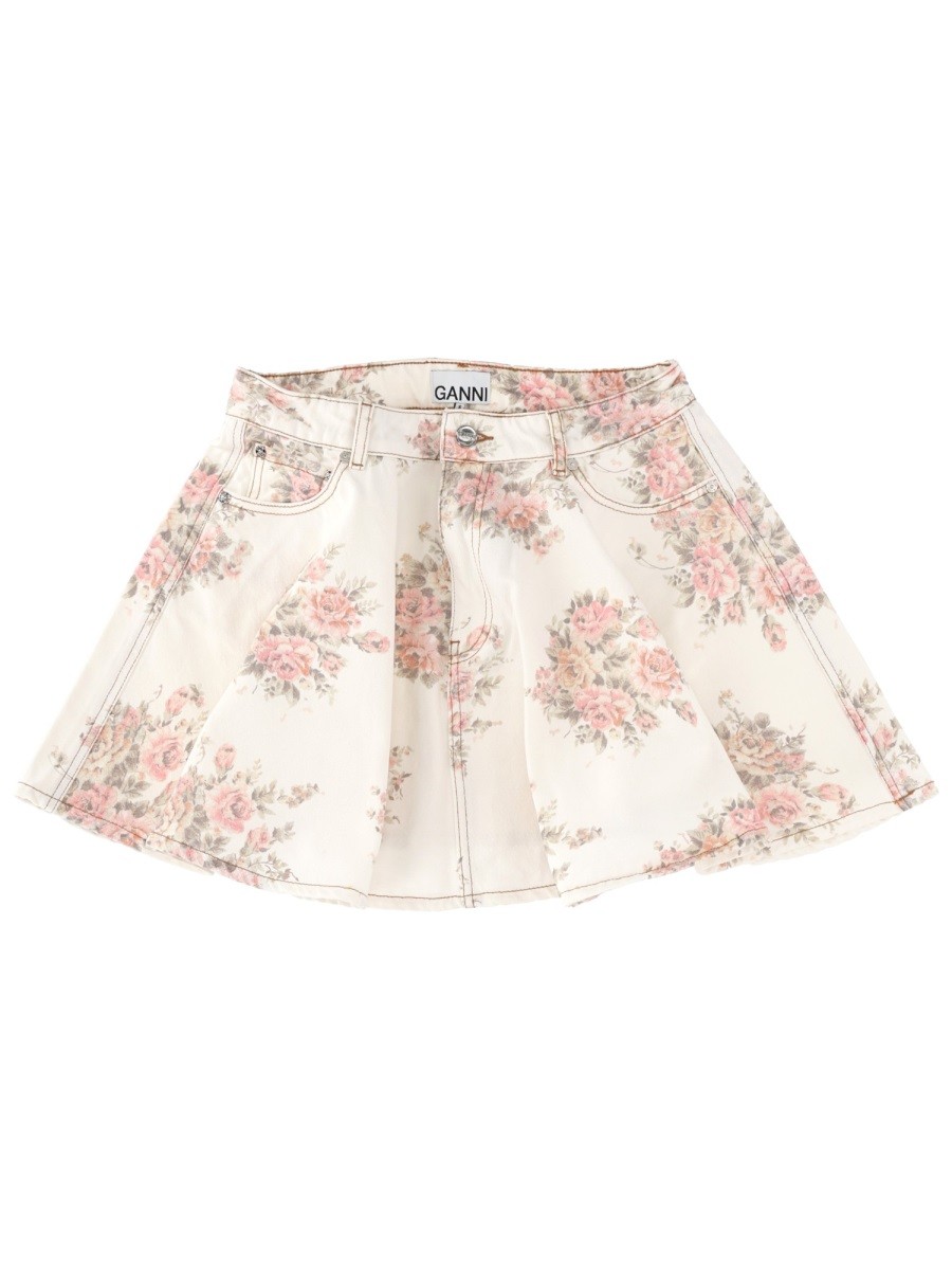Refresh your wardrobe with the GANNI women's DENIM MINISKIRT in Ivory