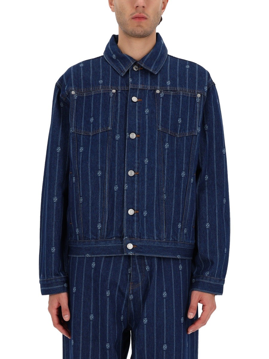 Explore the authentic Drole De Monsieur men's "DENIM MONOGRAMME" JACKET in Blue