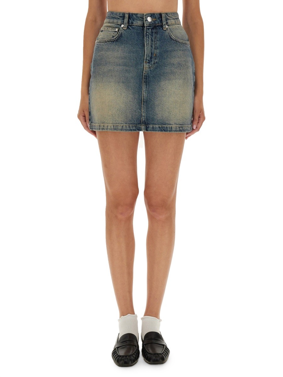 Elevate your look with the MOSCHINO JEANS women's DENIM SKIRT in DENIM