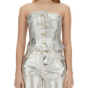 Discover the authentic GANNI women's DENIM TOP in White