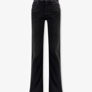Explore the authentic Balenciaga women's Denim trousers with frayed edges in BLACK/GREEN/RED