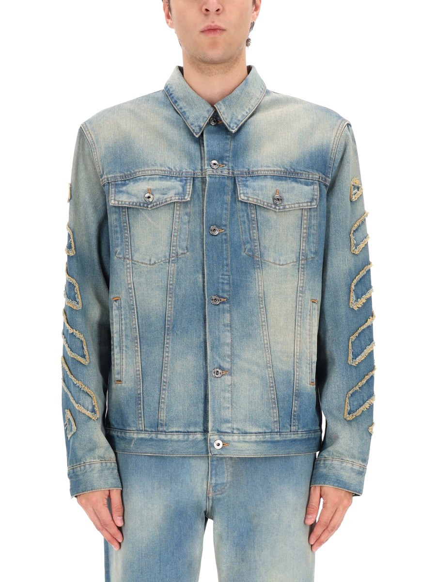 Discover the authentic Off-white men's "DIAG RAW PATCH" JACKET in DENIM