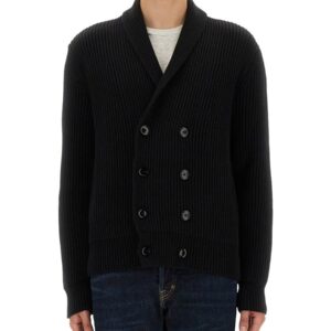 Refresh your wardrobe with the TOM FORD men's DOUBLE-BREASTED CARDIGAN in Black