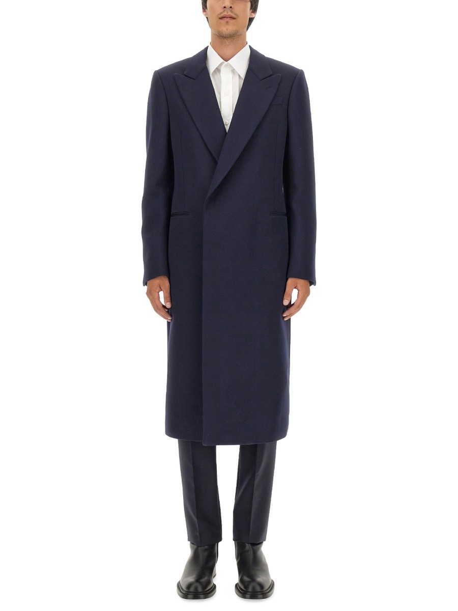 Explore the authentic Alexander Mcqueen men's DOUBLE-BREASTED COAT in Blue