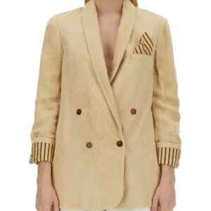 Refresh your wardrobe with the ALYSI women's DOUBLE-BREASTED JACKET in Ivory