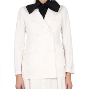 Refresh your wardrobe with the ASPESI women's DOUBLE-BREASTED JACKET in Ivory