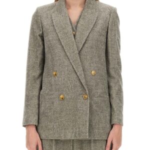 Refresh your wardrobe with the ALYSI women's DOUBLE-BREASTED JACKET in Grey