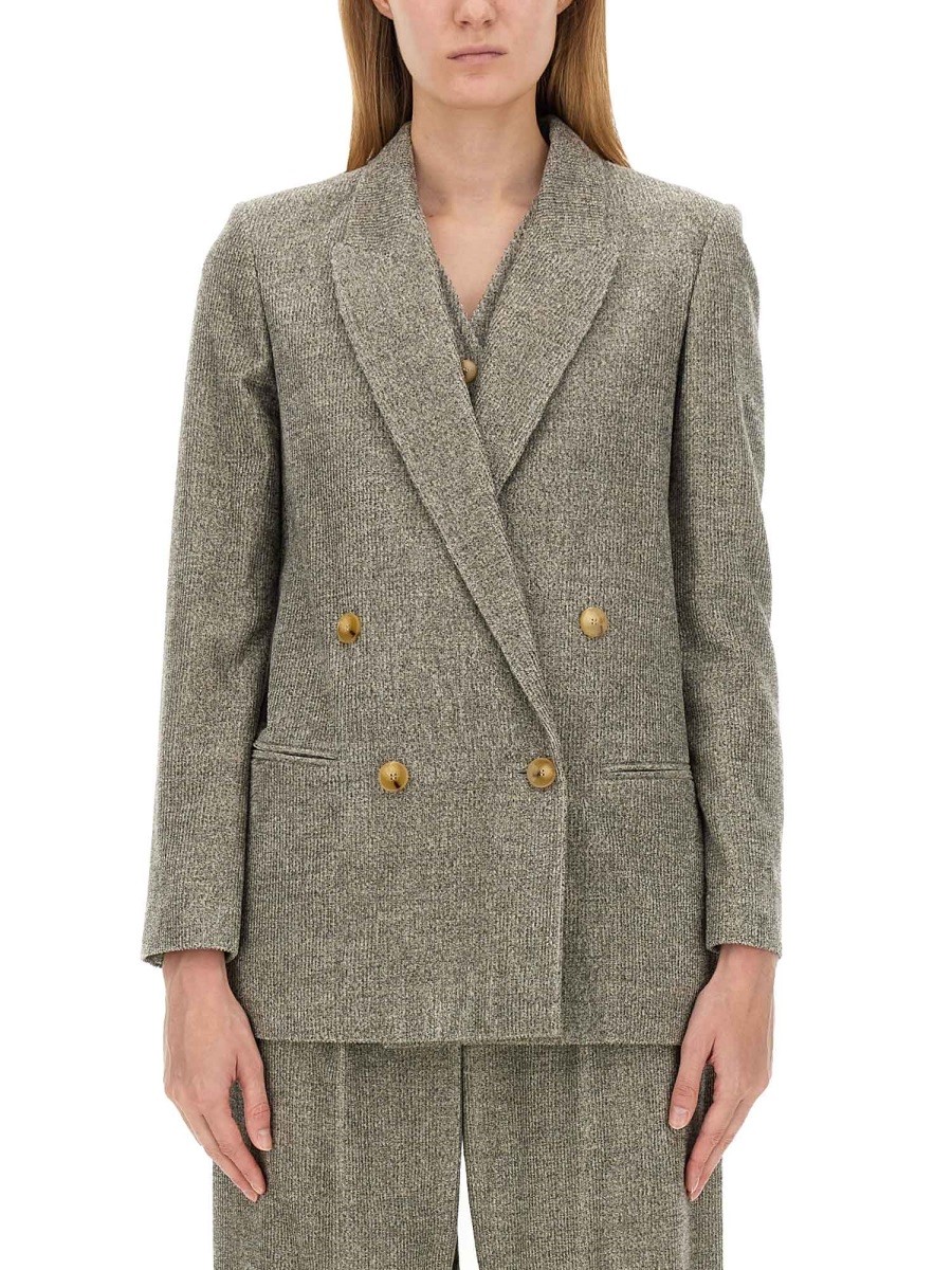 Refresh your wardrobe with the ALYSI women's DOUBLE-BREASTED JACKET in Grey