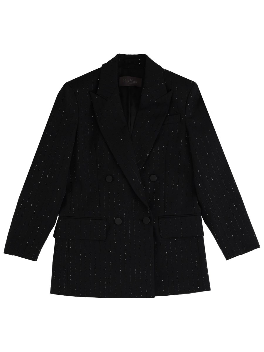 Explore the authentic Max Mara women's DOUBLE-BREASTED JACKET WITH RHINESTONE DETAILS in Black
