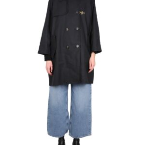 Refresh your wardrobe with the FAY women's DOUBLE-BREASTED TRENCH COAT in Black