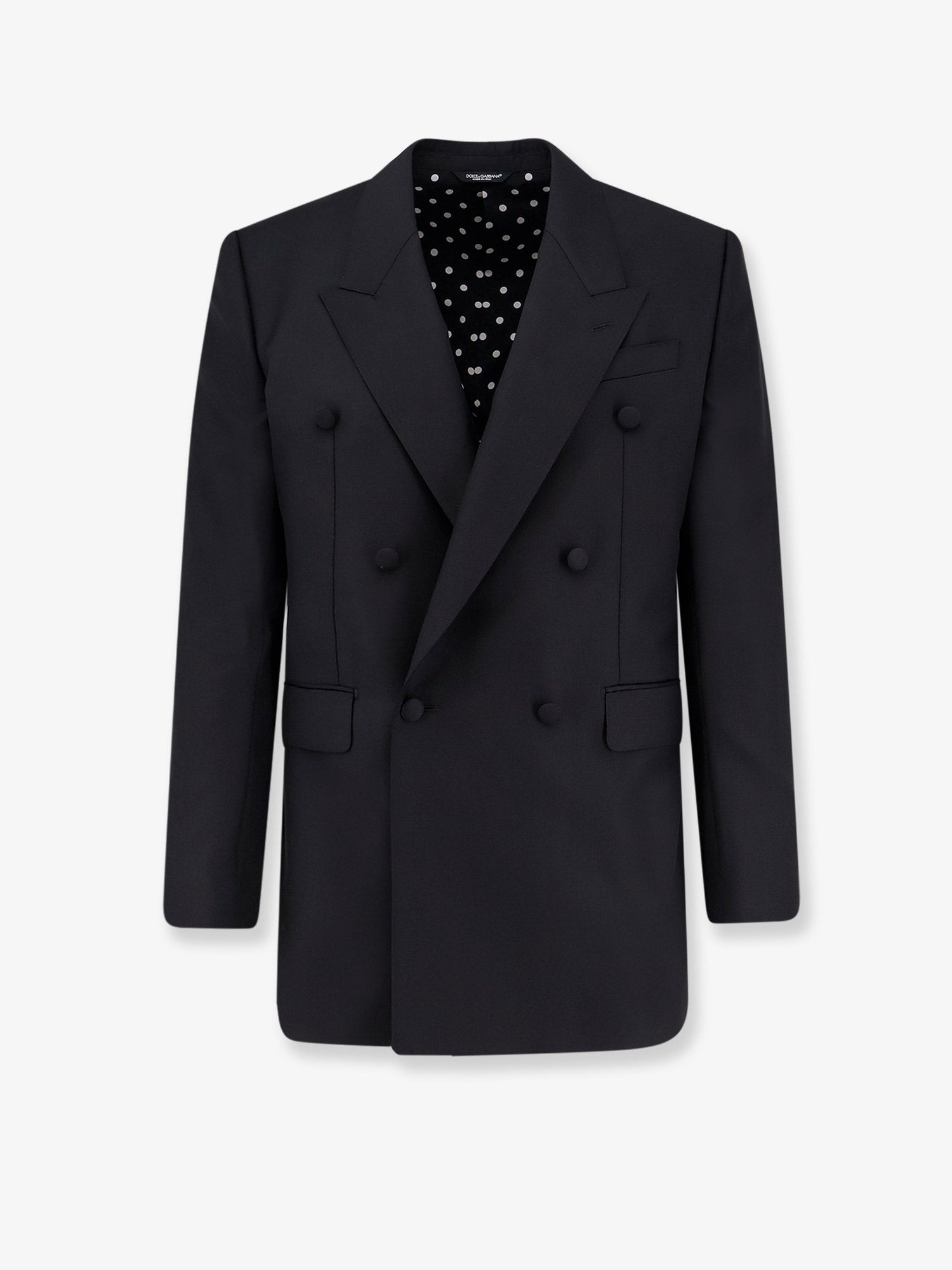 Discover the authentic Dolce & Gabbana men's Double-breasted virgin wool blazer in Nero