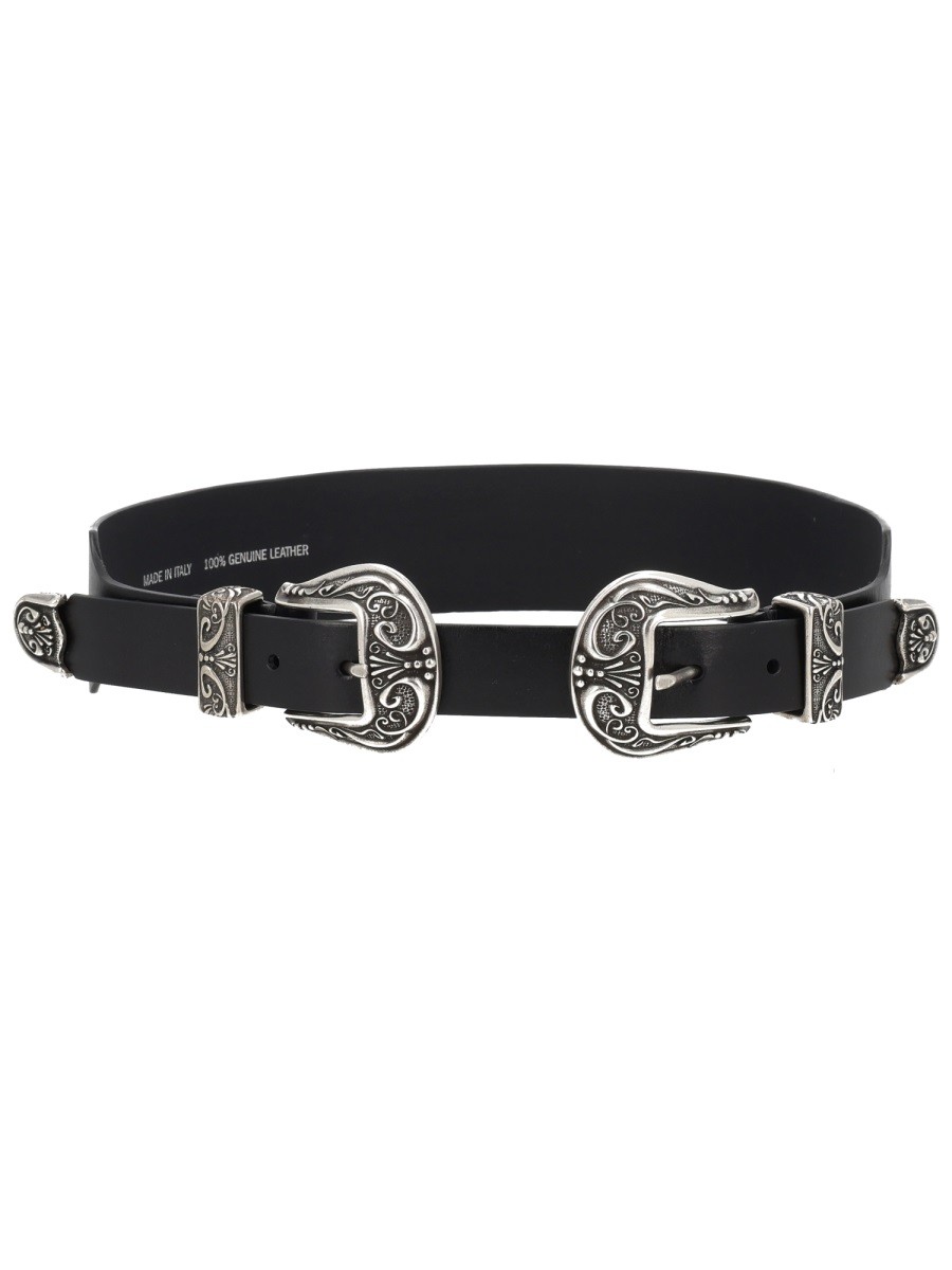 Refresh your wardrobe with the Golden Goose women's DOUBLE BUCKLE BELT in Black