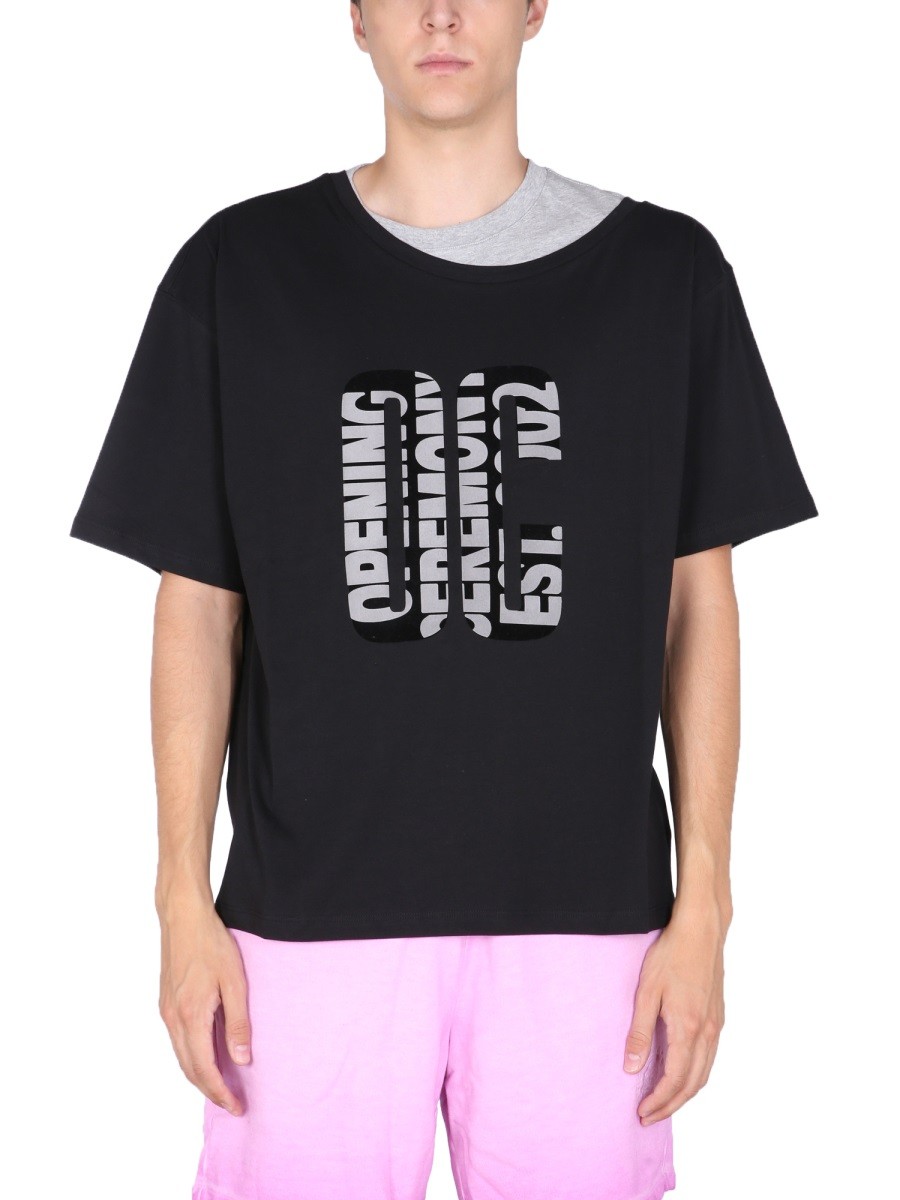 Explore the authentic OPENING CEREMONY men's "DOUBLE COLLAR" T-SHIRT in Black