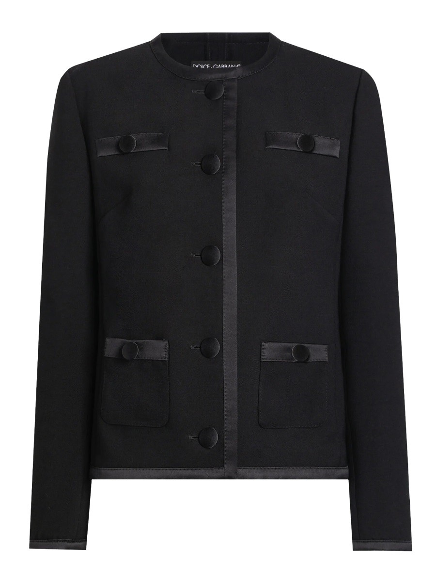 Elevate your look with the Dolce & Gabbana women's DOUBLE CREPE SINGLE-BREASTED JACKET in Black