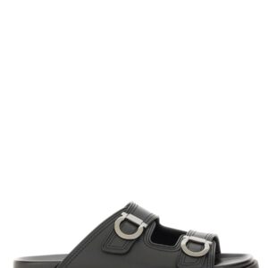 Refresh your wardrobe with the Ferragamo men's DOUBLE-STRAP SANDAL in Black