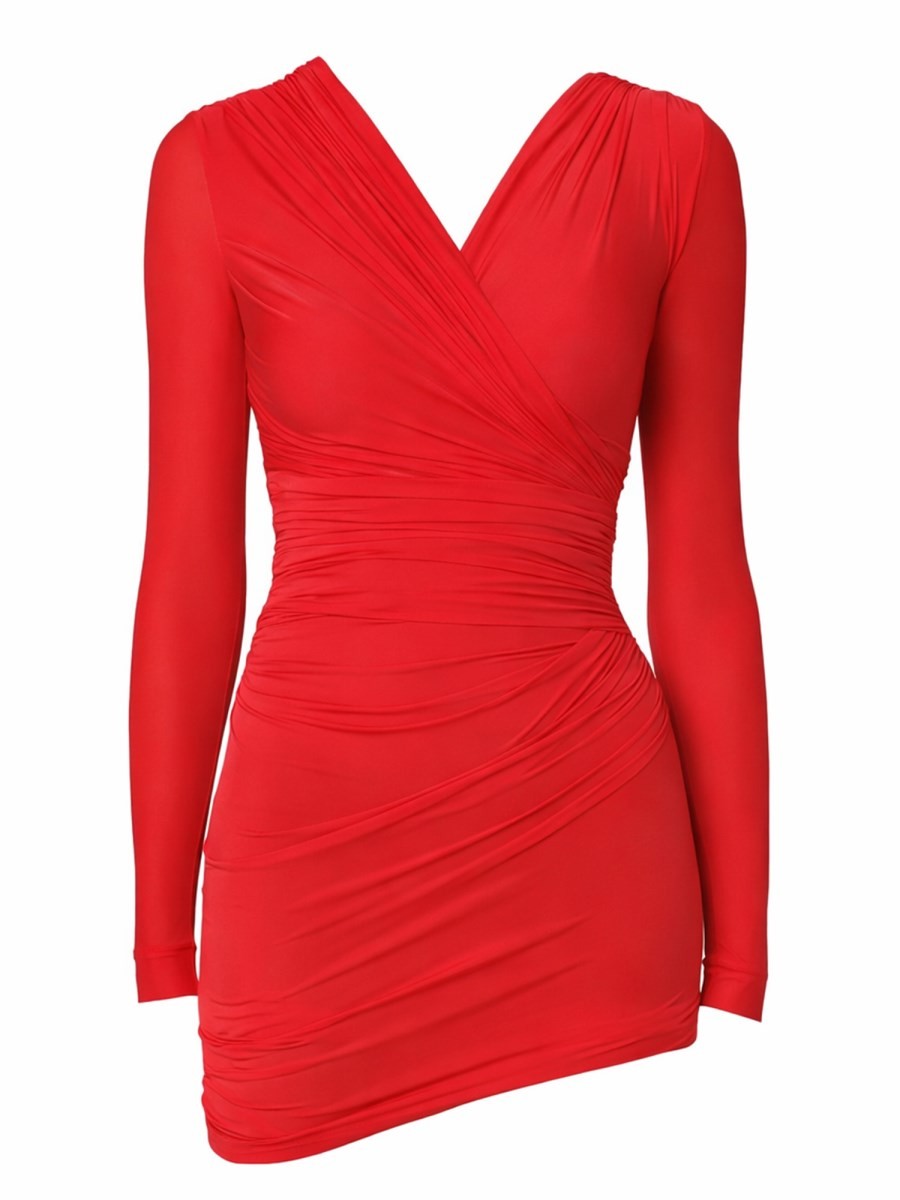 Refresh your wardrobe with the Balenciaga women's DRAPED MINI DRESS in Red