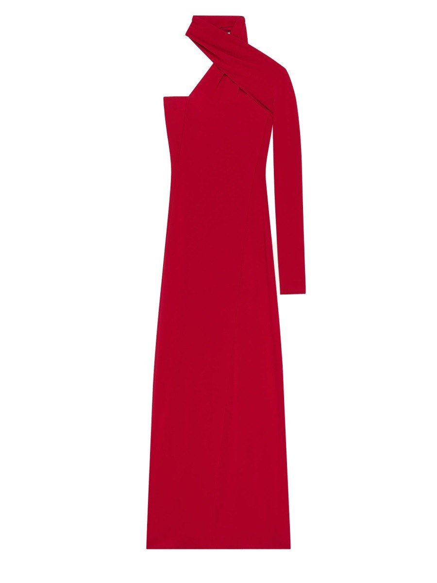Explore the authentic COURREGES women's DRAPED ONE-SHOULDER DRESS in Red