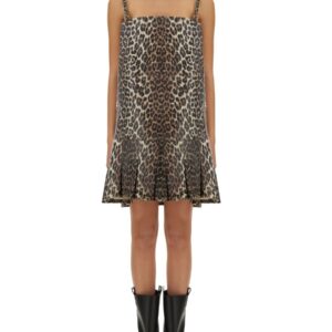 Discover the authentic GANNI women's DRESS WITH ANIMAL PATTERN in ANIMALIER