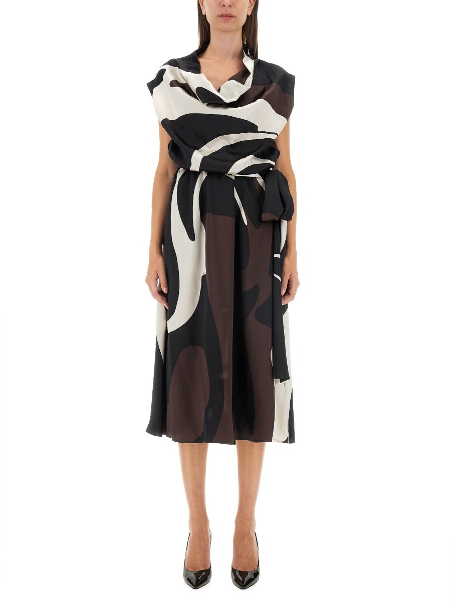 Discover the authentic KITON women's DRESS WITH PRINT in Brown