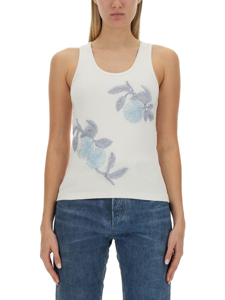Explore the authentic Bottega Veneta women's EMBROIDERED COTTON TOP in MULTICOLOUR