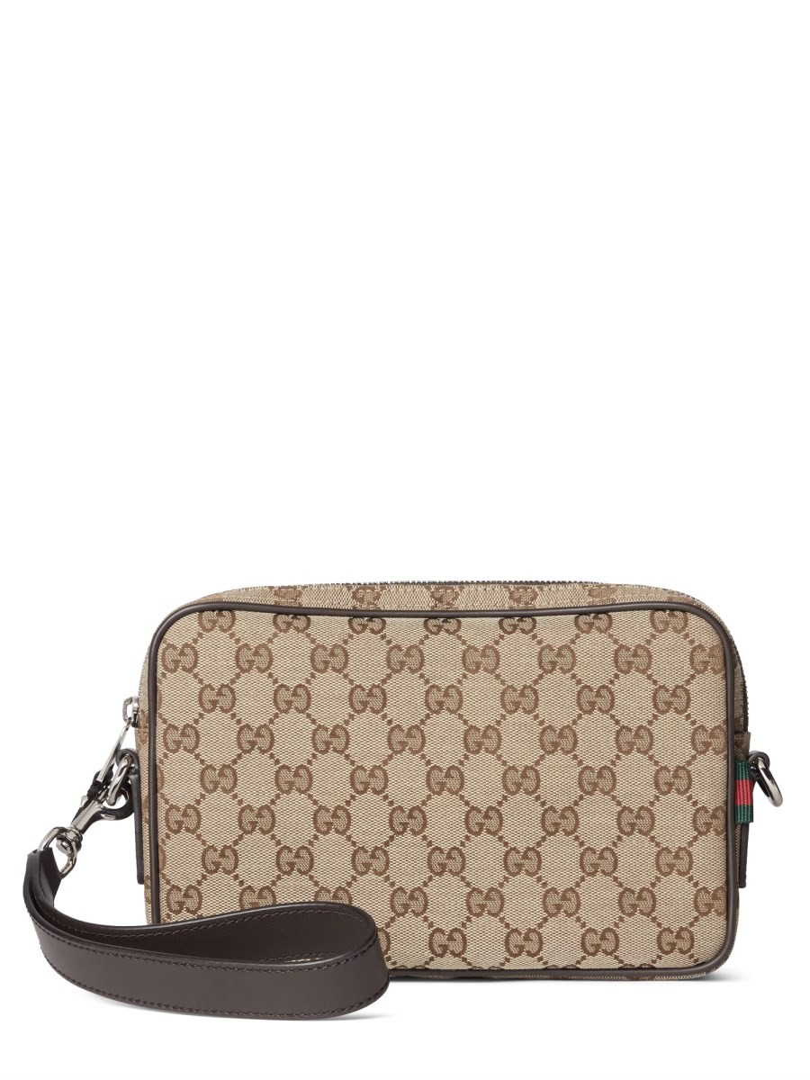 Discover the authentic Gucci men's FABRIC SHOULDER BAG "GG" SMALL in Brown