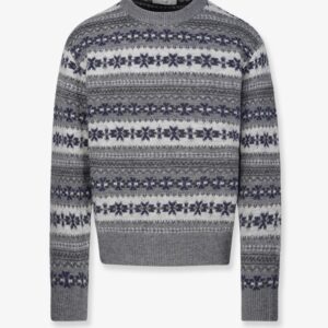 Discover the authentic DUNST unisex Fairisle wool blend sweater in Grigio