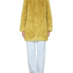 Refresh your wardrobe with the BECAGLI SINCE 1994 women's FAUX FUR COAT in Yellow