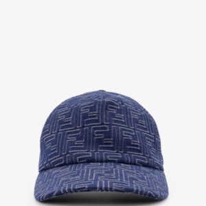 Discover the authentic Fendi men's FF Jacquard denim baseball hat in Blu denim