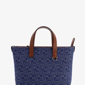 Discover the authentic Fendi men's FF jacquard fabric and leather shopping bag in STONE