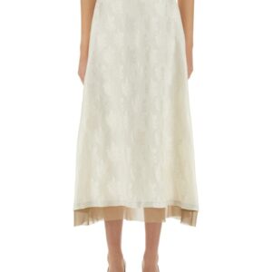 Refresh your wardrobe with the Fendi women's FF SILK SKIRT in Ivory