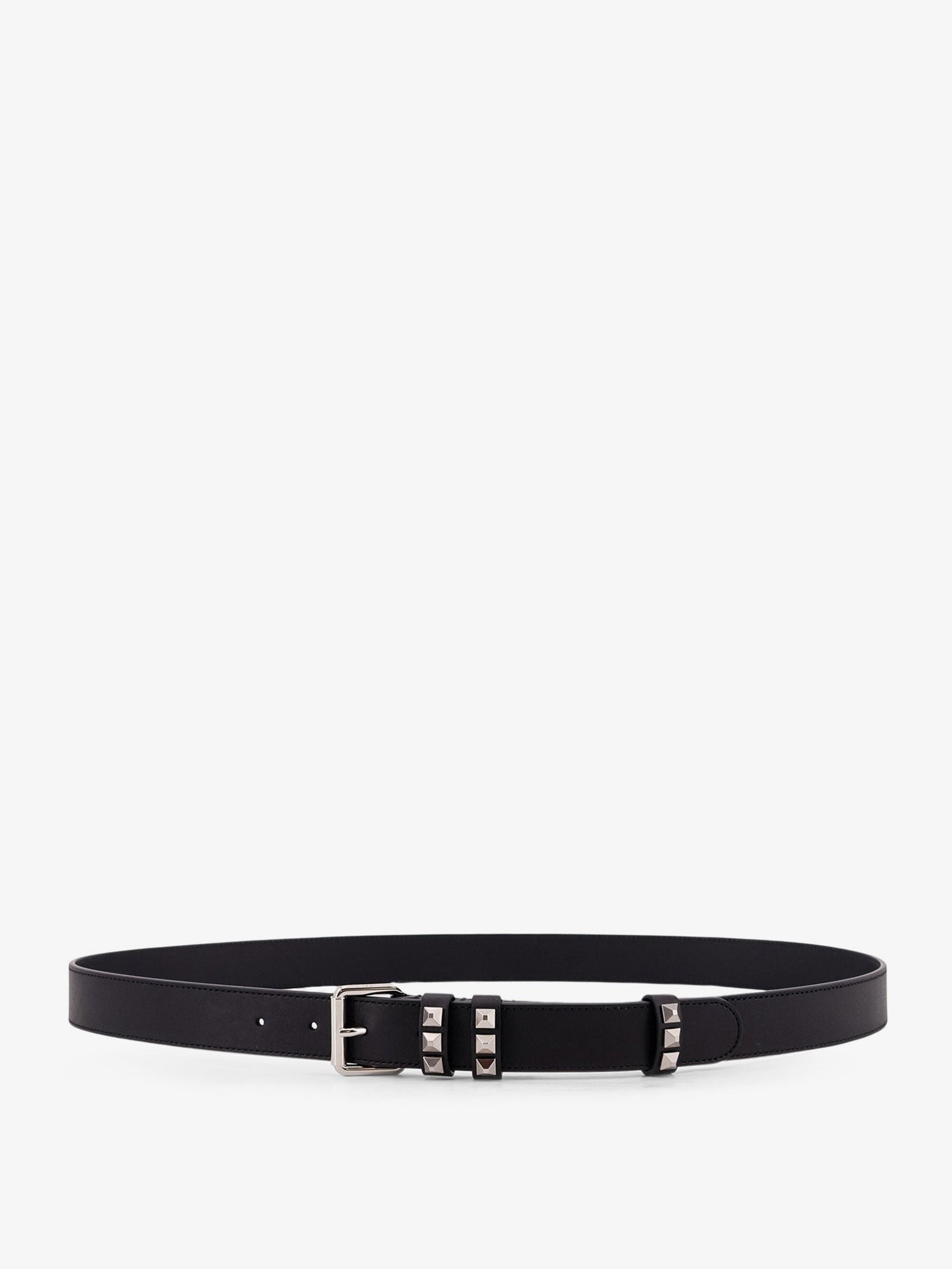 Explore the authentic Valentino Garavani men's Flaneuse leather belt with iconic studs in Nero