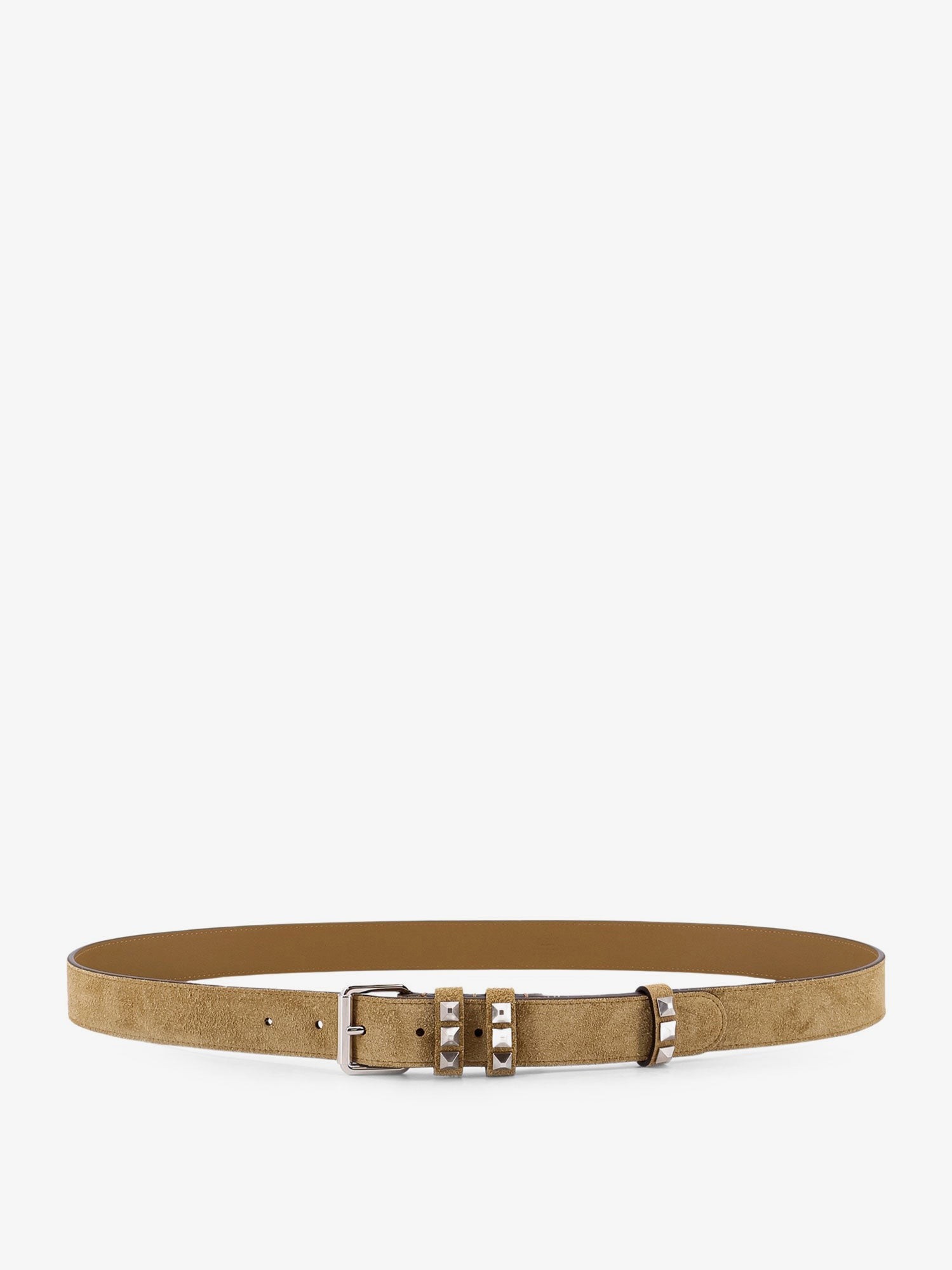 Shop the authentic Valentino Garavani men's Flaneuse suede belt with iconic studs in HAVANA BEIGE