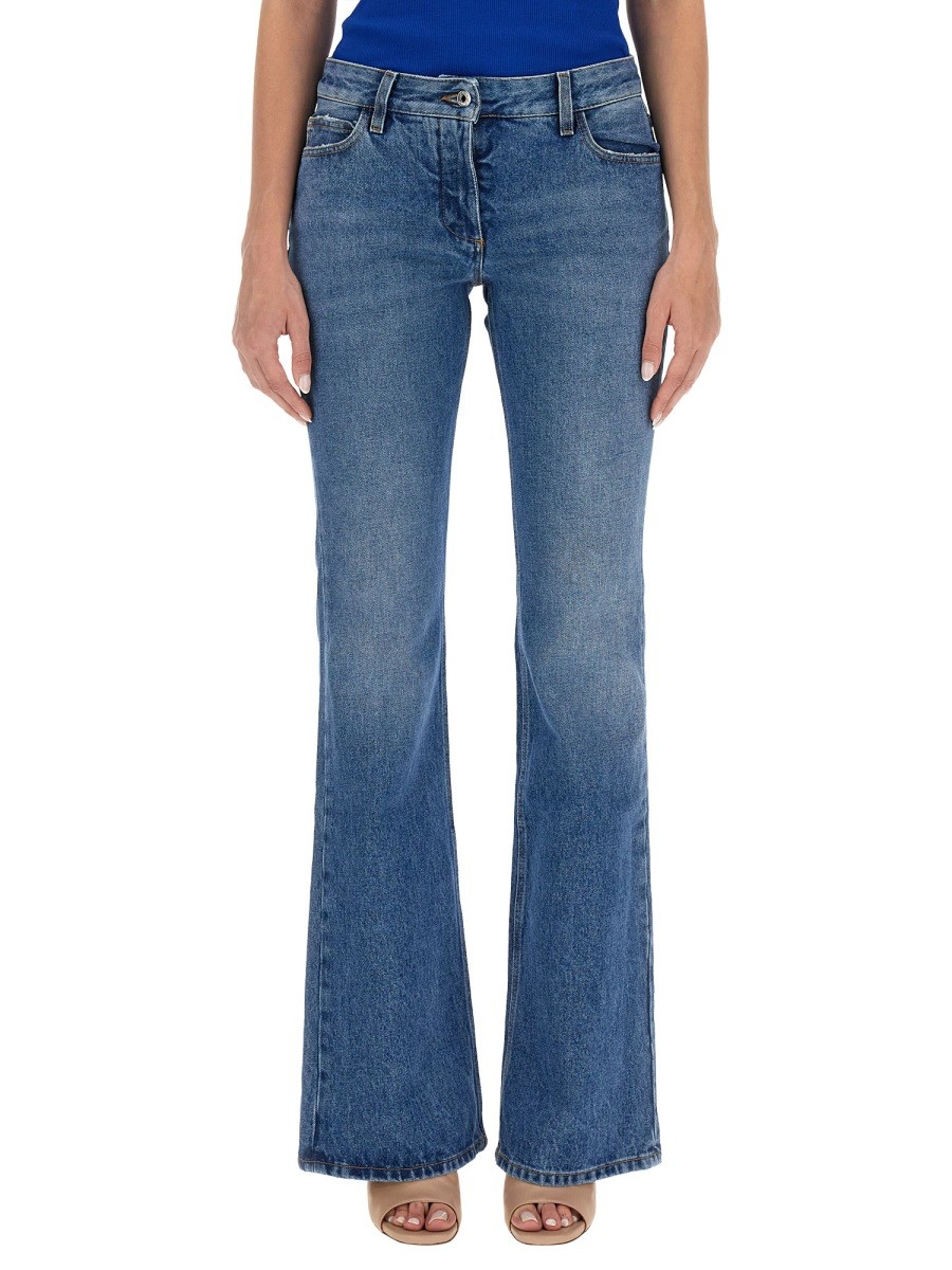 Discover the authentic Off-white women's FLARE JEANS in Blue