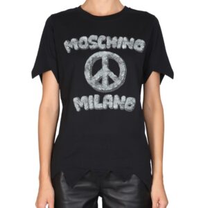 Refresh your wardrobe with the Moschino women's FLINSTONES PRINT T-SHIRT in Black