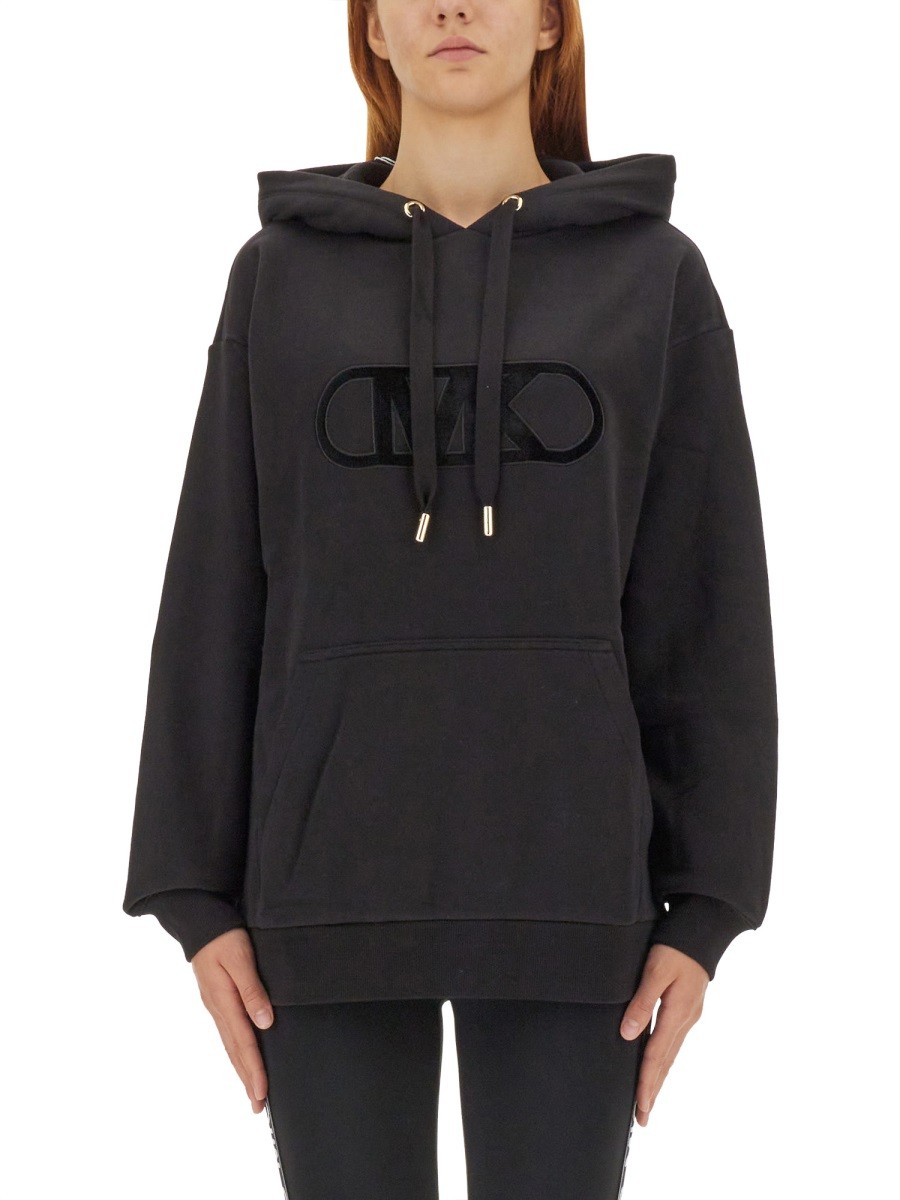 Explore the authentic MICHAEL BY MICHAEL KORS women's FLOCKED LOGO SWEATSHIRT in Black