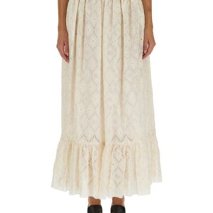 Explore the authentic Gucci women's FLORAL BRODERIE ANGLAISE SKIRT in Ivory