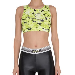 Refresh your wardrobe with the msgm women's FLORAL PRINT CROPPED TOP in Yellow