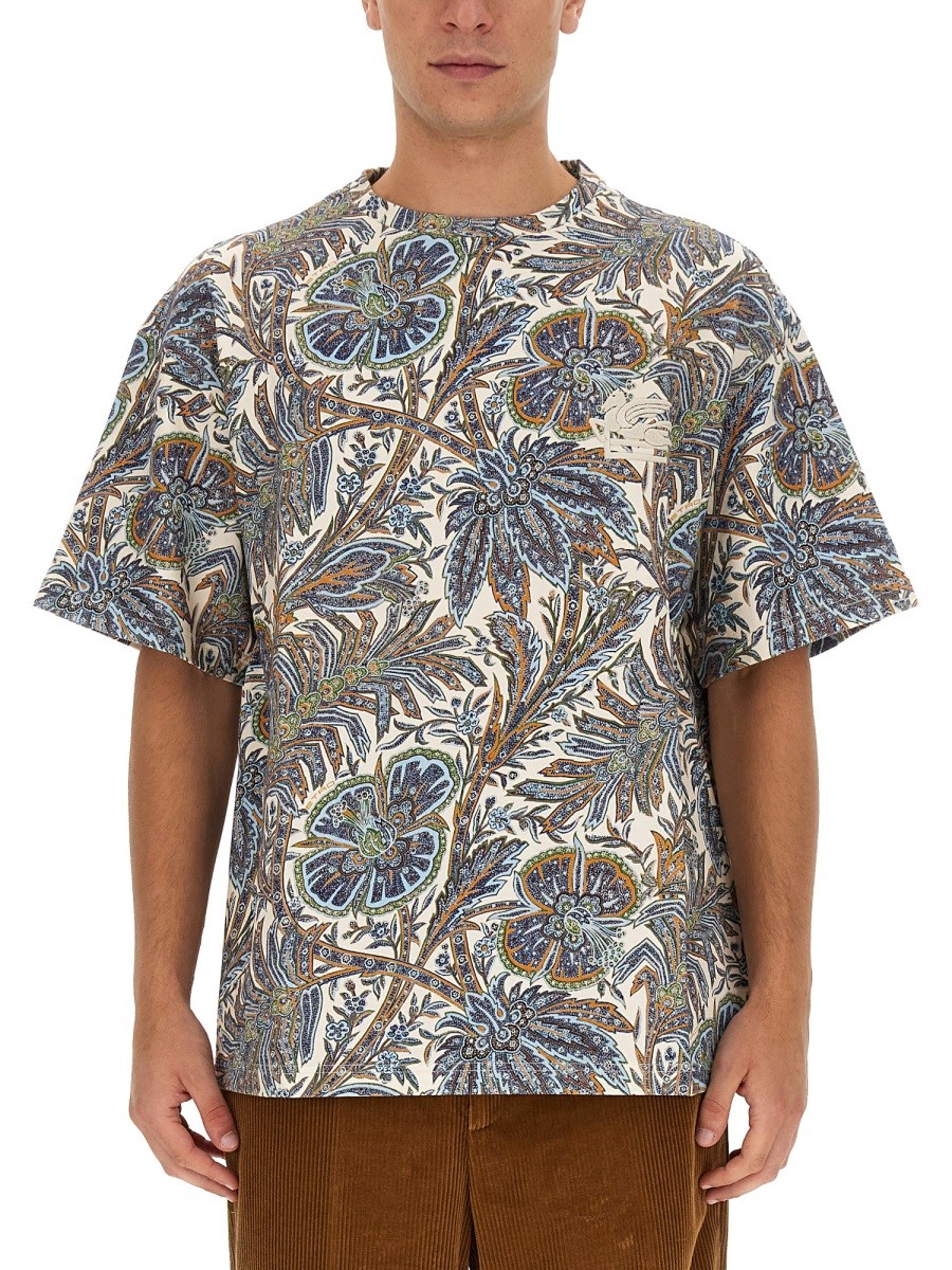 Discover the authentic Etro men's FLORAL PRINT T-SHIRT in White